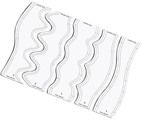 boxoon Transparent Acrylic Quilting Template Ruler, 5 Wave Designs For Patchwork, Sewing, And Crafting