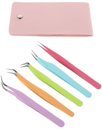 Juego de Pinzas Metálicas para Extensiones de Pestañas, 1 Set | Precisión para Pestañas en Grupo y Sueltas, Metal y Pu, Fácil , para Principiantes y Profesionales