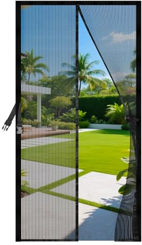 JANORS Moustiquaire Porte Fenetre 90x210cm,Rideau Moustiquaire Magnétique Maille en Acier Inoxydable,Sans Perçage, Bande Adhésive et Des Clous Sont Incluse,Idéale pour Balcons, Chambres