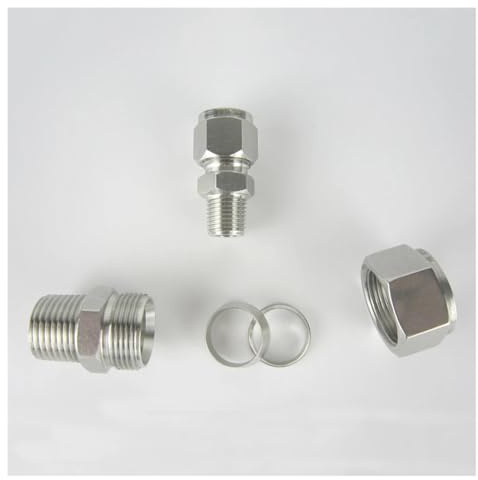 ESTAOUAK 1 STÜCK 3/8 NPT Männlich x 12mm OD Doppelring Compression Union Anschluss Edelstahl 304