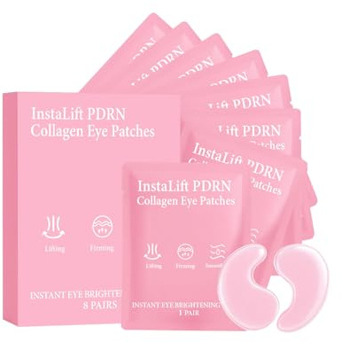 Patchs contour des yeux QPJUVC InstaLift PDRN & Collagène, patchs gel pour les cernes, les poches et les ridules - Masques hydrogel pour les yeux à l'acide hyaluronique et à la niacinamide (1)
