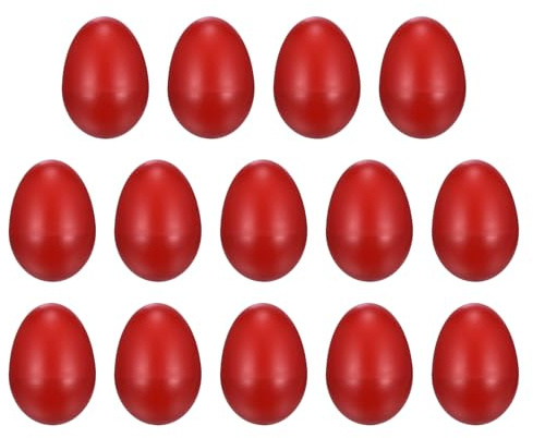 sourcing map 14 Pcs Egg Shakers, Plastic Musical Eggs Maracas Hand Percussion Instruments for DIY Painting Music Learning Easter Party Performance, Red