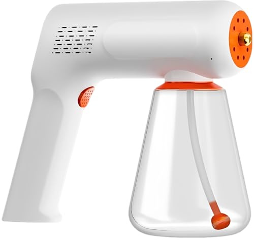 Nebulizador eléctrico de desinfección, nano pistola de pulverización inalámbrica de luz azul, atomizador ajustable de 2 engranajes, batería de 2000 mAh, pulverizador portátil de mano para el hogar