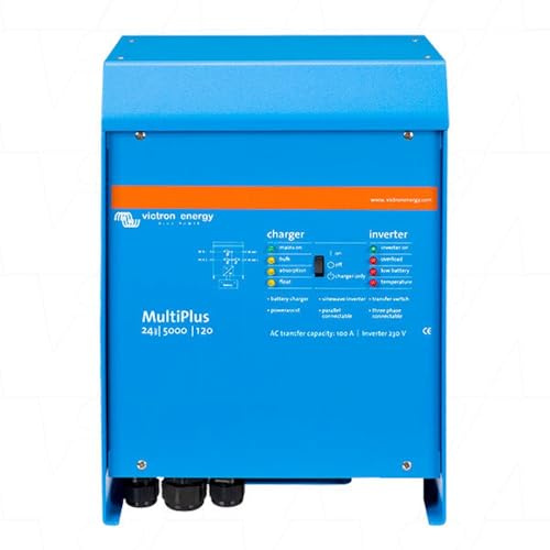 Victron Energy MultiPlus Reiner Sinus Wechselrichter 120 Amp Batterie Ladegerät, Spannungswandler, Transferschalter Inverter Charger, 100 Amp, 5000VA 24-Volt 230V