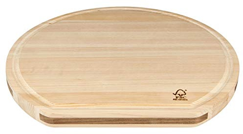 KAI Shun Wendebrett Hinoki D-Type - Beidseitig verwendbar, Rückseite mit Saftrinne - Japanische Zypresse - Abmessung 36 x 33 x 2,5 cm Schneidunterlage Holzbrett zum Schneide