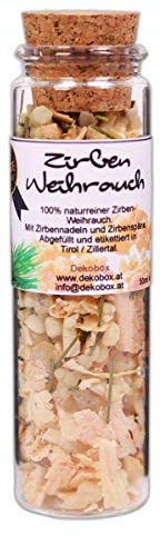 Dekobox Zirben Weihrauch - Premium Weihrauch mit Zirbennadeln und Zirbenspänen (1 Set, 50ml)