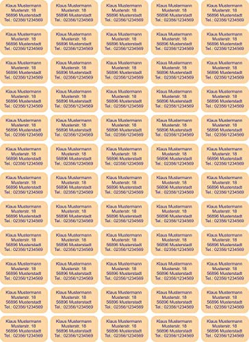 INDIGOS UG Adressetiketten selbstklebend - 40x22 mm - sand - 60 Sticker Namensaufkleber Kinder Schule - Namensetiketten selbstklebend - Sticker für Stifte, Federmappe, Hefte, Bücher