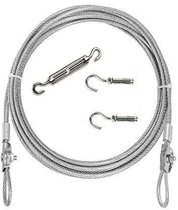 Clothesline, Stainless Steel Clothesline Wire Outdoor Cable Wire Rope Laundry Hanging Drying with Tightener System Multipurpose forOutdoor/Indoor/Home/Drying (32Ft)