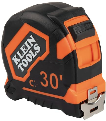 Klein Tools 9230 Tape Measure, Heavy-Duty Measuring Tape with 30-Foot Double-Hook Double-Sided Nylon Reinforced Blade, with Metal Belt Clip