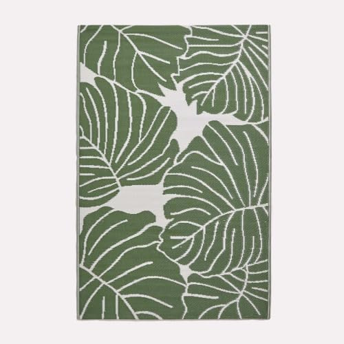 HOMESCAPES Tappeto da giardino impermeabile reversibile verde Ada, 120 x 180 cm, per interni esterni, terrazza balcone