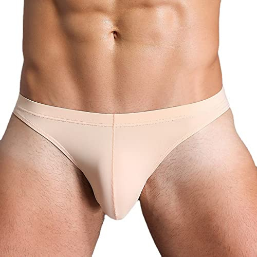 Faringoto Slip Ultra léger et Respirant en Soie glacée pour Homme en Micro Respirante pour se détendre la Nuit, Couleur Chair, Large