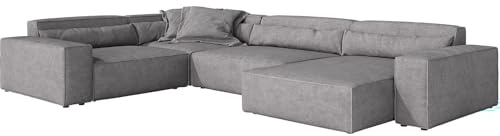 Wohnlandschaft Sirpio XL Mikrofaser Grau 360x260 cm Recamiere variabel