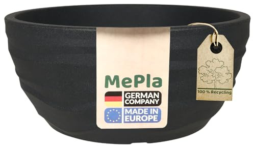 MePla Schale Carrara - runde Pflanzschale - wetterfestes Pflanzgefäß - UV-beständiger Blumenschale - ø38 - anthrazit