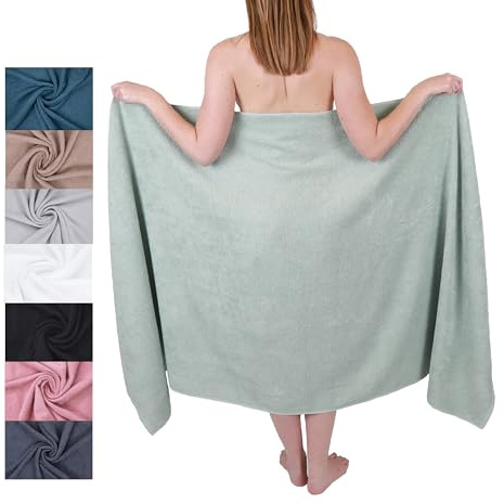Betz Drap de Bain XXL 100x200 cm – 1 pièce – pour Sauna et Plage en 100% Coton, 360 g/m² - Absorbant et Doux – Grande Serviette avec Attache Serviette – série Berlin - Couleur Jade