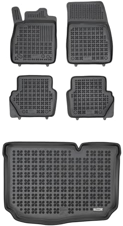 MOTOS Satz Gummifußmatten und Kofferraummatten für Ford Fiesta VII 2017-2023 Verbessern Sie Ihren Reisekomfort mit Antirutschmatte Auto - Allwetter fußmatten Auto, Schutz vor Verschmutzung
