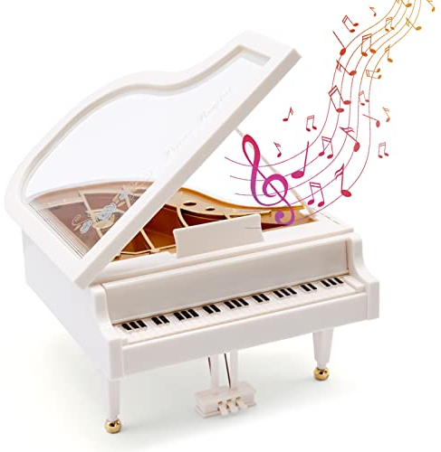 YAXIDAEVER Klavier Spieluhr,Spieluhren Geschenk,Mini Piano Tabletop Ornament für Weihnachten, Geburtstag 12 x 14 x 18 cm