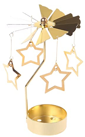 Bougeoirs Chandelier Noël, Or en Métal, 26 Types Motifs Rotatif, Décoration de Table, Carrousel de Bougie pour Halloween Anniversaire Mariage