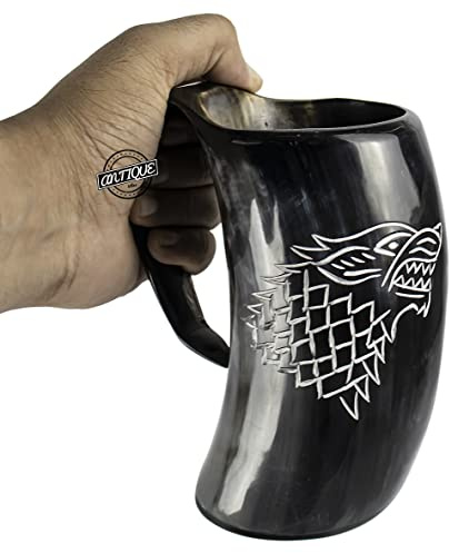 Mug Horn Beer Drinking Wolf Design Viking Norse Tankard Premium Wine-Mead & Ale Christmas Gift For Men