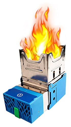 Estufa de Leña de Campo para Quemar Genera Electricidad a Partir de Fuego Hornillo de Mochilero Plegable Portátil para Exteriores Cocina de Leña de Emergencia con Carga USB,Blue,10 * 10 * 10cm