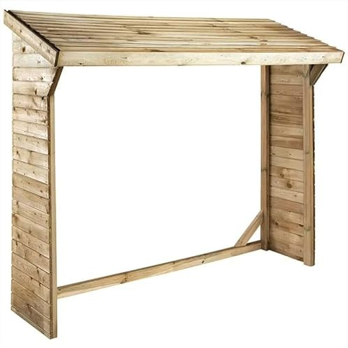 Briconess.com Leñera de exterior para leña de madera impregnada en Autoclave 220 x 80 x 180 cm Forest