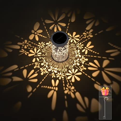 Freekite Solar Lantern for Garden, Metal Outdoor Lantern with a Shepherd's Hook, IP65 Waterproof Garden Decoration Path Lights, Solar Lights for Outside Table Patio Balcony Courtyard