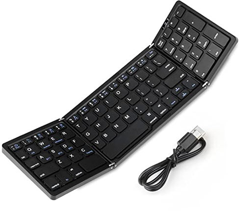 HMHAMA Clavier Bluetooth Magnétique Pliant Ultra-Mince Économie d'Energie Mini Format de Poche BT 5.1 Clavier Sans Fil avec Pavé Numérique pour iOS/Android/Windows/PC/Tablette