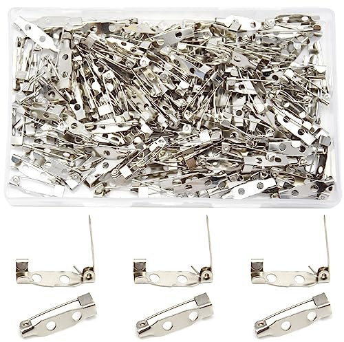 Hocansen 200 Stück Sicherheitsnadel Broschennadeln 20mm Silberfarbene Brosche Sicherheitsverschlussstifte mit Löchern für Schmuckherstellung und DIY-Broschenhandwerk(20mm/ZB-C)