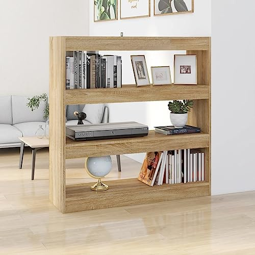 Annlera Bücherregal/Raumteiler Sonoma-Eiche 100x30x103 cm Stufenregal Bücherregal Holz Büro-bücherregale Wohnzimmer Regal Vielseitiges Regal Schlafzimmer Eleganten & Klassischen Design