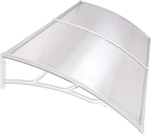 YSUEFIJO Auvent pour Porte d'entrée, Auvent de Porte Aluminium, Marquise Solaire Silencieux, Marquise d'accueil Solaire, Toit Abri Contre La Pluie et UV, pour Balcon, Fenêtre, Vitrine