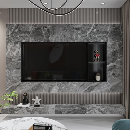 JSEVEM Marmor Klebefolie 60CMx9M Dunkelgrau Selbstklebend | Marmor Tapete Klebetapete für Küchen Badezimmer Arbeitsplatten Wasserdicht Vinyl Dekorfolie Selbstklebende