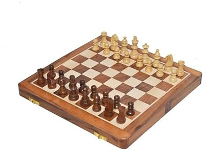 10 Folding Magnetic Travel Chess Set in Golden Rosewood | Wooden Chess Set | Travel Chess Set-Best Gifting for Him or Her