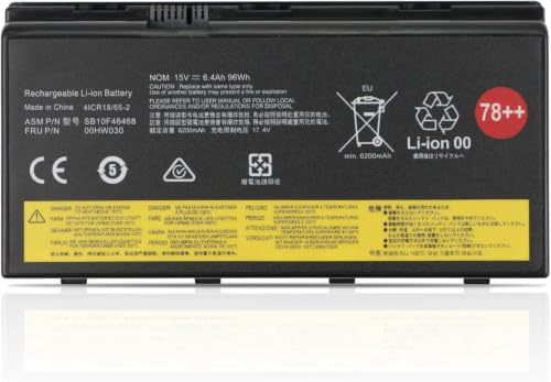 96Wh 78+ 78++ 00HW030 Laptop Akku für Lenovo ThinkPad P70 P71 17.3 Mobile Workstation Series Type 20HK 20HL 20ER 20ES 01AV451 SB10F46468 SB10T83193 4X50K14092 5B10W13950 20HKCTO1WW Notebook Battery