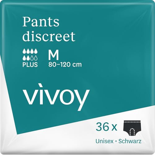 Vivoy Pants Discreet Plus M schwarz - 36 Pants im Monatspaket (4 x 9 Stück) - bei starker Blasenschwäche und Inkontinenz