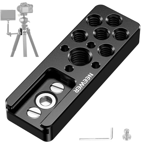NEEWER UA050 Mehrzweck-Batterieplatte, Adapterplatte für Stativ/Kamerakäfig, V-Batterieplatte, magischer Arm, Monitorhalterung über Kaltschuh, 1/4 Zoll / 0,95 cm, 3/8 Zoll Gewinde