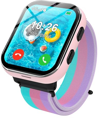 PTHTECHUS 4G smartklocka för barn, telefon med samtalsfunktion, flera kontorsstilar att välja mellan, tvåvägssamtal, kamera, MP3, SOS, inlärningskort, present till
