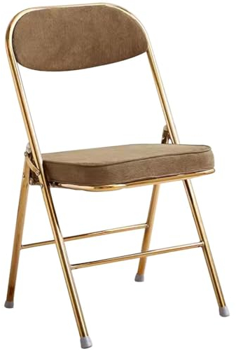 Luxuriöser Tragbarer Klappstuhl, Klappbarer Esszimmerstuhl Aus Cordstoff, Bequemer Empfangsstuhl Für Das Wohnzimmer, Indoor-Rückenstuhl Mit Kissen, Tragfähigkeit 130 Kg(Color:Brown*2)
