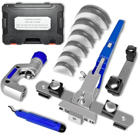 Tube Bender Kit,90° Forward/Reverse Pipes Bending Tools for Copper Aluminum Soft Steel Brass 1/4-7/8, Used in Hydraulic Systems, Automobile and Refrigerator maintenance, Hvac work
