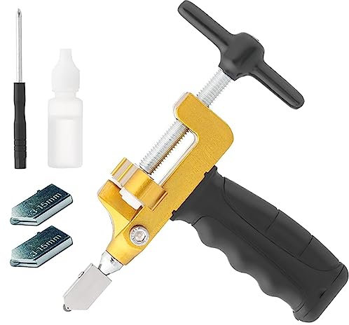 Buntglas-Set, 2-in-1-Glasschneidewerkzeug, tragbares handgehaltenes multifunktionales Glasmesser, 2-12 mm Aluminiumlegierung mit hoher Härte, manuelles Schneidewerkzeug-Set zum Sch