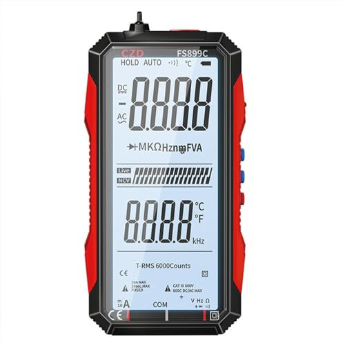 Multímetro Digital 6000 recuentos valores eficaces verdaderos AC/DC amperímetro voltímetro probador temperatura automática Ohm Hz capacitancia diodo NCV medidor