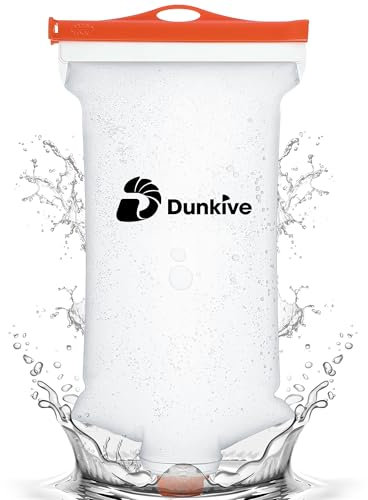 Dunkive Wasserbeutel, 2 l, kompatibel mit 28-mm-Schnittstellenfilter, langlebiges TPU-Material, faltbare Wasserflaschen für Camping, Wandern, Angeln oder Reisen, PVC-freier Quetschbeutel