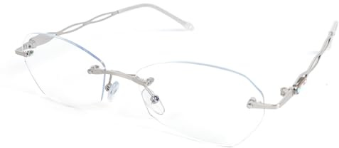 MMOWW Rimless Lesebrille für Frauen Blaulichtfilter Leichtes Metall Leser | Computerbrille