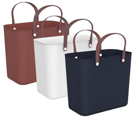 Rotho Albula 3er-Set Einkaufskorb 25l, Kunststoff (PP recycelt), Mehrfarbig