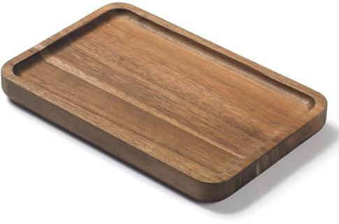 Badezimmer Tablett, Akazia Holz Toiletten Tablett, Holz Kosmetik Tablett Organizer, Dekoratives Tablett für Badezimmer (20 x 13 x 2 cm)