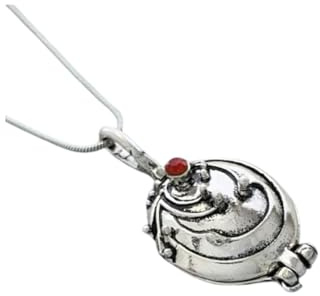 OUTLETISSIMO® Elena Amulette Vampire Collier avec pendentif médaillon ouvrant Talisman Vintage Cosplay porte verveine brillante rouge ET228, s, Acier allié, Zircon