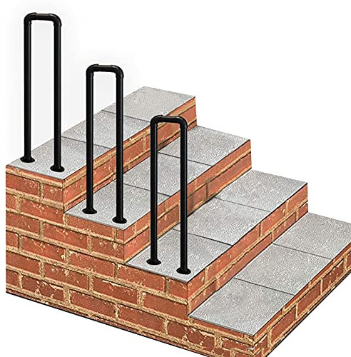 Marchepied de transition en fer forgé noir mat pour 1 marche – Idéal pour terrasse, jardin, terrasse et balcon – Longueur 35–100 cm – Métal robuste avec piquet