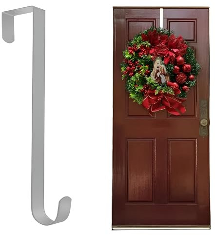 Navoys Festive Metal Wreath Hanger, Front Door Wreath Hook for Christmas, Wedding Wreaths or Decorations, Over-The-Door Hooks – Versatile and Easy Hanging Solution for Your Home or Offices Walls