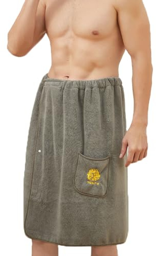 XGOPTS Saunakilt Herren Klettverschluss Saunahandtuch Frottee Saunatuch mit Druckknöpfe Sauna Kilt Männer Sauna Zubehör Grau 70 x 140 cm