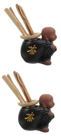 ABOOFAN 2 Juegos De Piezas kit de herramientas para hacer té aguja utensilio caballeros Cucharilla porcelana ceremonia cuchara de te Infusor de té accesorios de té de cocina Bambú