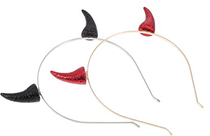 Healvian 2 St Halloween Horn Hair Hoops Demonhorn Huvudband för Fest Cosplay Hållbara Roliga Tillbehör för Halloween Fester