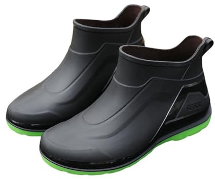 Ankle Boots Men's Wellington Boots Warm Ankle High Waterproof Non-Slip Comfortable Rain Boots Plain Thick Sole Cushioning Trendy Rain Boots Outdoor Garden Mud Rain Boots 39-44, Green, 9